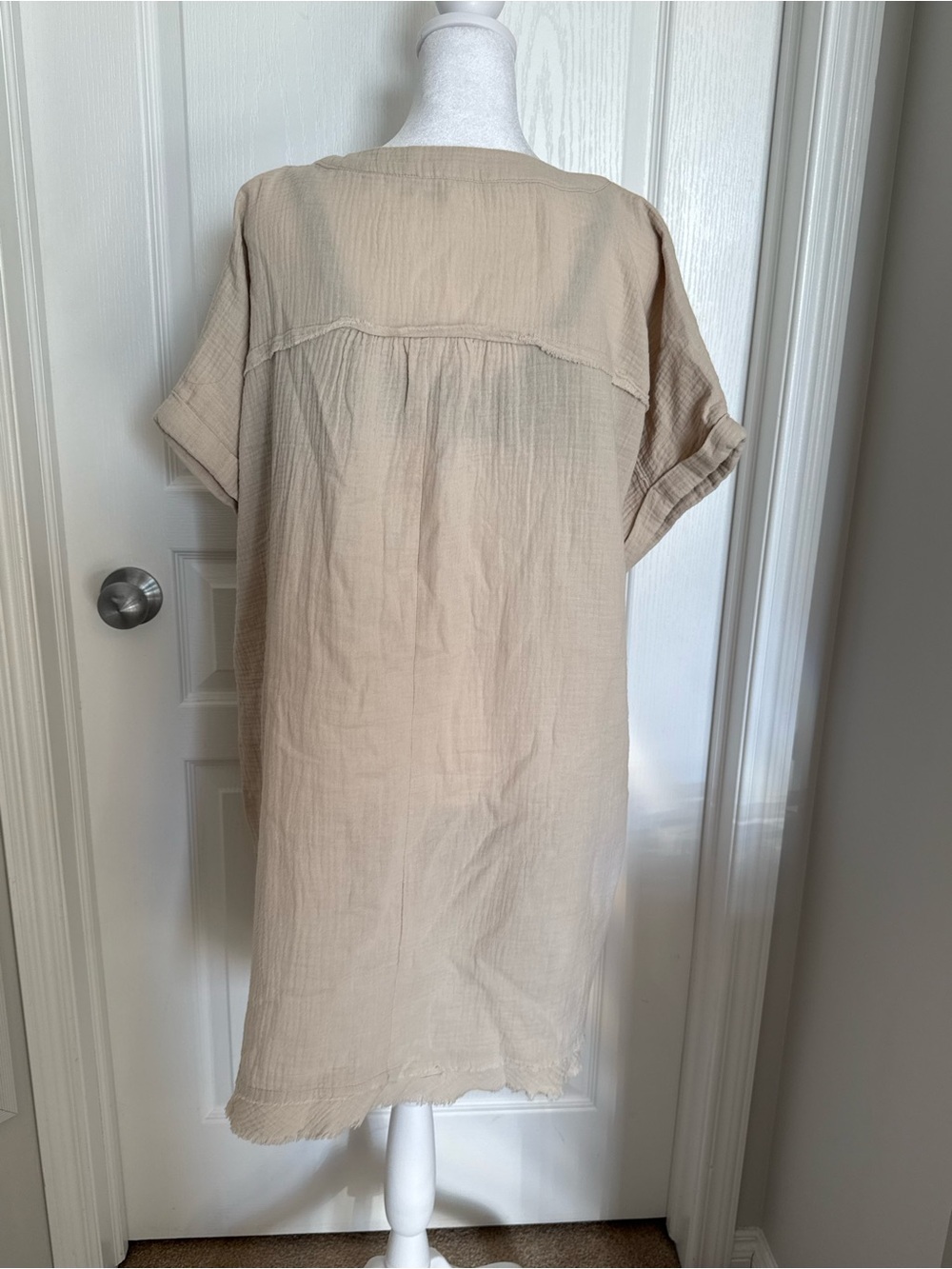 Zenana Outfitters Neutral Beige Gauze Dress - Picture 7 of 8